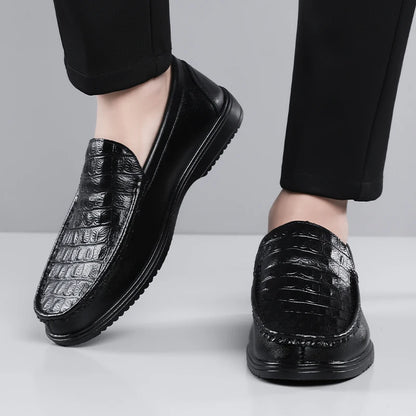 Men's Slip-On Loafers, Comfortable Soft Sole Business Leather Shoes, Breathable Anti-Slip Outdoor Casual Shoes-HT509