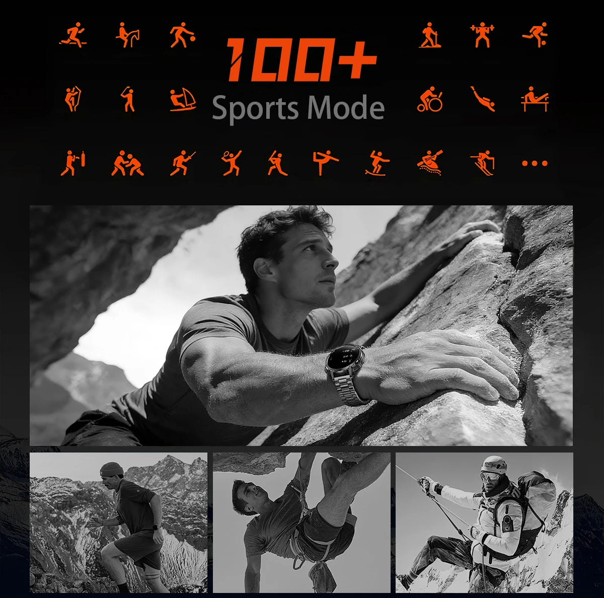 Smartwatch LIGE 2026 wojskowy, bateria 1400mAh, dla mężczyzn, latarka zewnętrzna, wodoodporność IP68, pulsometr, połączenia Bluetooth, bransoletka sportowa