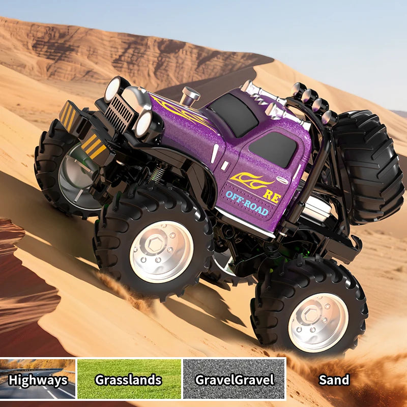 New 1:64 Rc Car Mini 2.4Ghz City Road Handle High Speed Alloy All Terrain Remote Control Car Dual Control Children's Toys Gifts