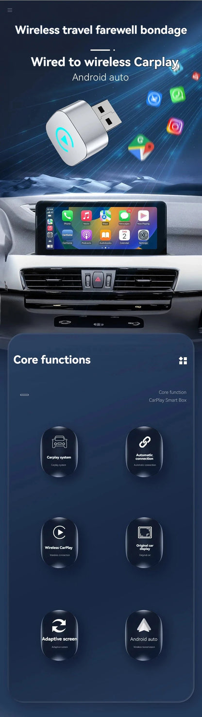 2in1 Wireless Carplay Adapter For iPhone android auto apple Wireless Carplay Mini USB Ai Box Carplay For Toyota Volvo Hyundai
