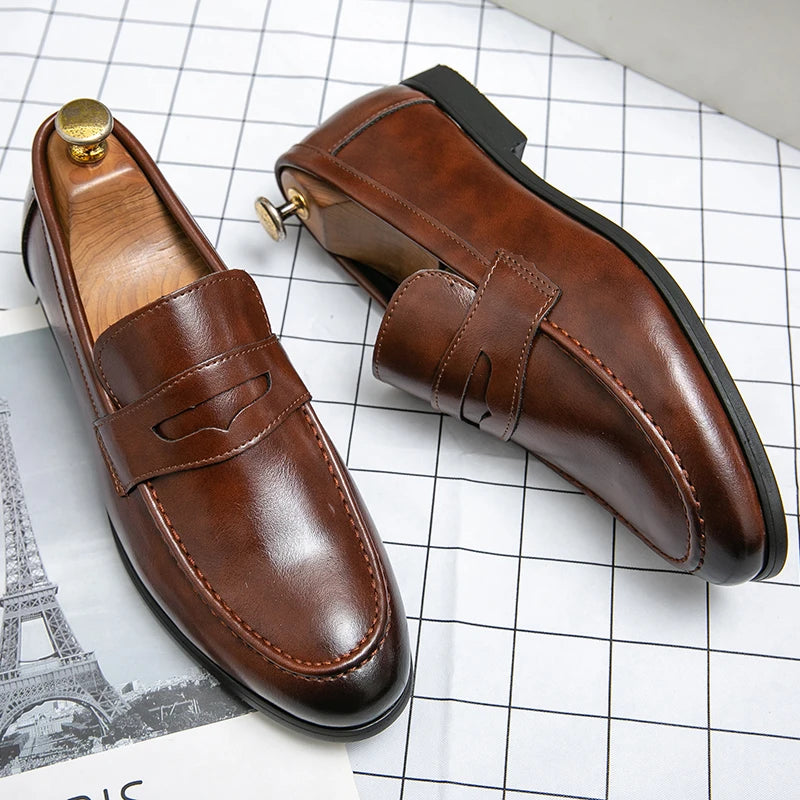 Classic Casual Business Shoes Men Formal Social Wedding Leather Shoes Men Slip On Office Leather Loafers Men's Dress Shoes