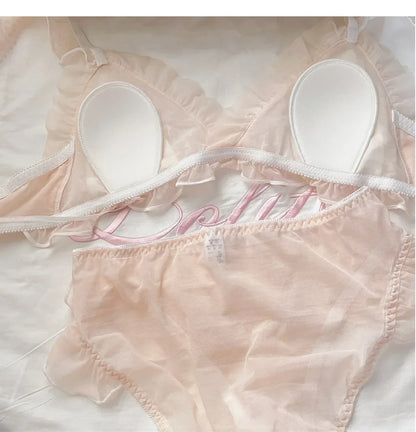 Lolita Girls Thin Cute Lace Small Bra Women Triangle Cup Bra Sexy  Underwear Women Set  Sexy Lingerie