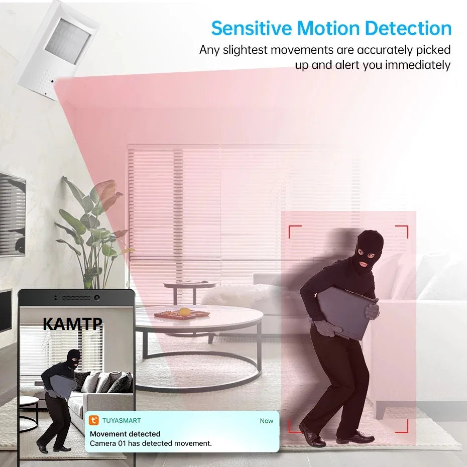 Tuya Smart WiFi IP Camera PIR Shell Design Indoor Hidden Security Camera 2MP 5MP Night Vision 2-Way Audio Motion Detection Cam