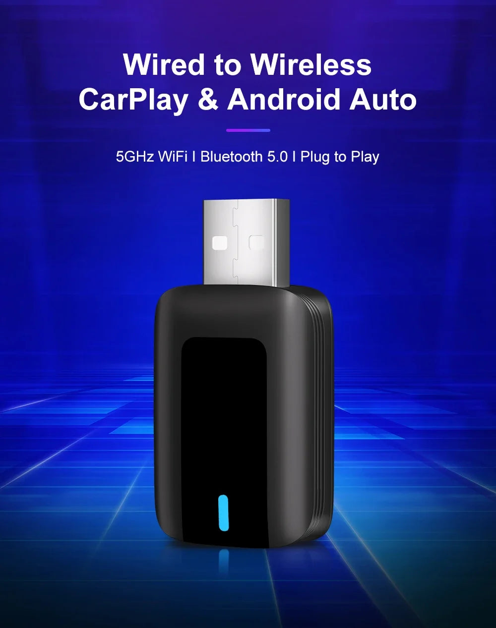 2 in 1 CarPlay Wireless Adapter Android Auto To USB car play Wireless Intelligent Systems Wireless Adapter Mini AI Box for Car