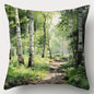Creative home decoration pillowcase, forest trail painting pillowcase: renewing the natural style of home furnishing