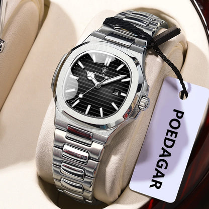 POEDAGAR Original Quartz Women Watch Stainless Steel Waterproof Luminous Ladies Watch Date Fashion Elegant Woman’s Watches Reloj