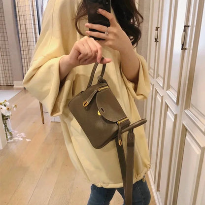 Women's Handbag 2025 New Style Top Layer Cowhide Leather Lundy Mini Doctor Bag Genuine Leather Handbag Single Shoulder Crossb...
