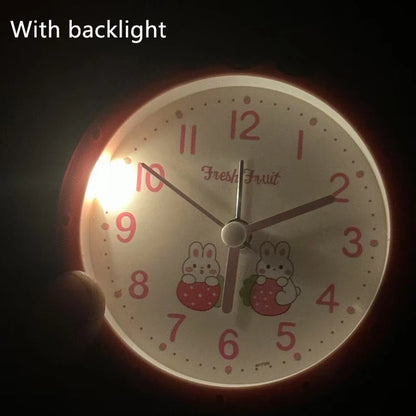 Strawberry children's alarm clock, quiet operation time, children's favorite desk clock, with night light function,