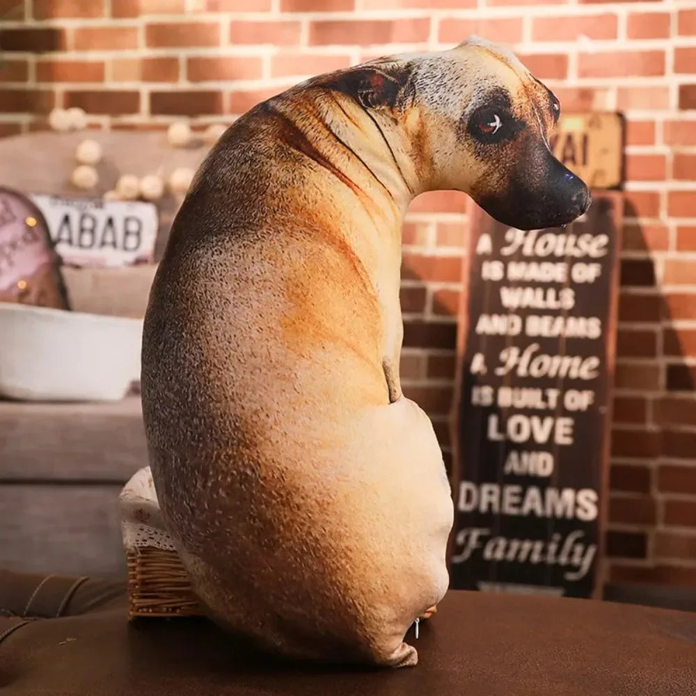 @@@NEW Hot 3D Cute Bend Dog Pillow 20CM Throw Lifelike Animal Funny Head Cosplay Favorite Toy Cushion Christmas Gift