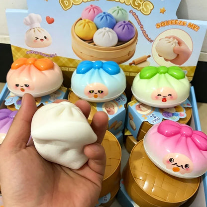12Pcs Rainbow Cartoon Squishy Bun Set Slow Rebound Stress Relief Fidget Cute Simulation Dumpling Gift Box For Kids Collect Play
