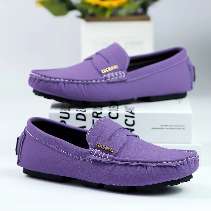 Men's Sleek Metal-Buckle Driving Loafers, Men's Daily Casual Slip-On Footwear, Men's Reinforced Abrasion-Resistant Footwear