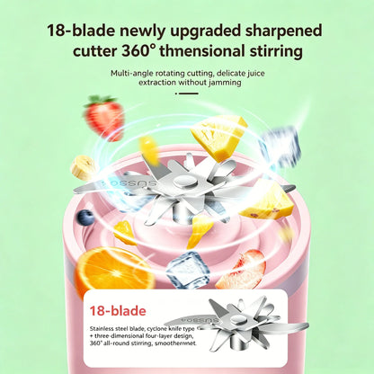 18 Blades Juicer Portable USB Blender Electric Travel 400ML Juicer Cup For Smoothie Milkshake Outdoor Kitchen Mini Mixer Tool