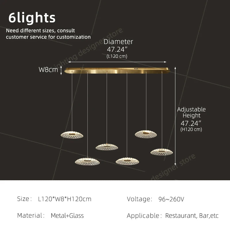 Dining room pendant light Modern villa dining room Kitchen pendant light designer glass Multi-head Hanging Lamp pendant light