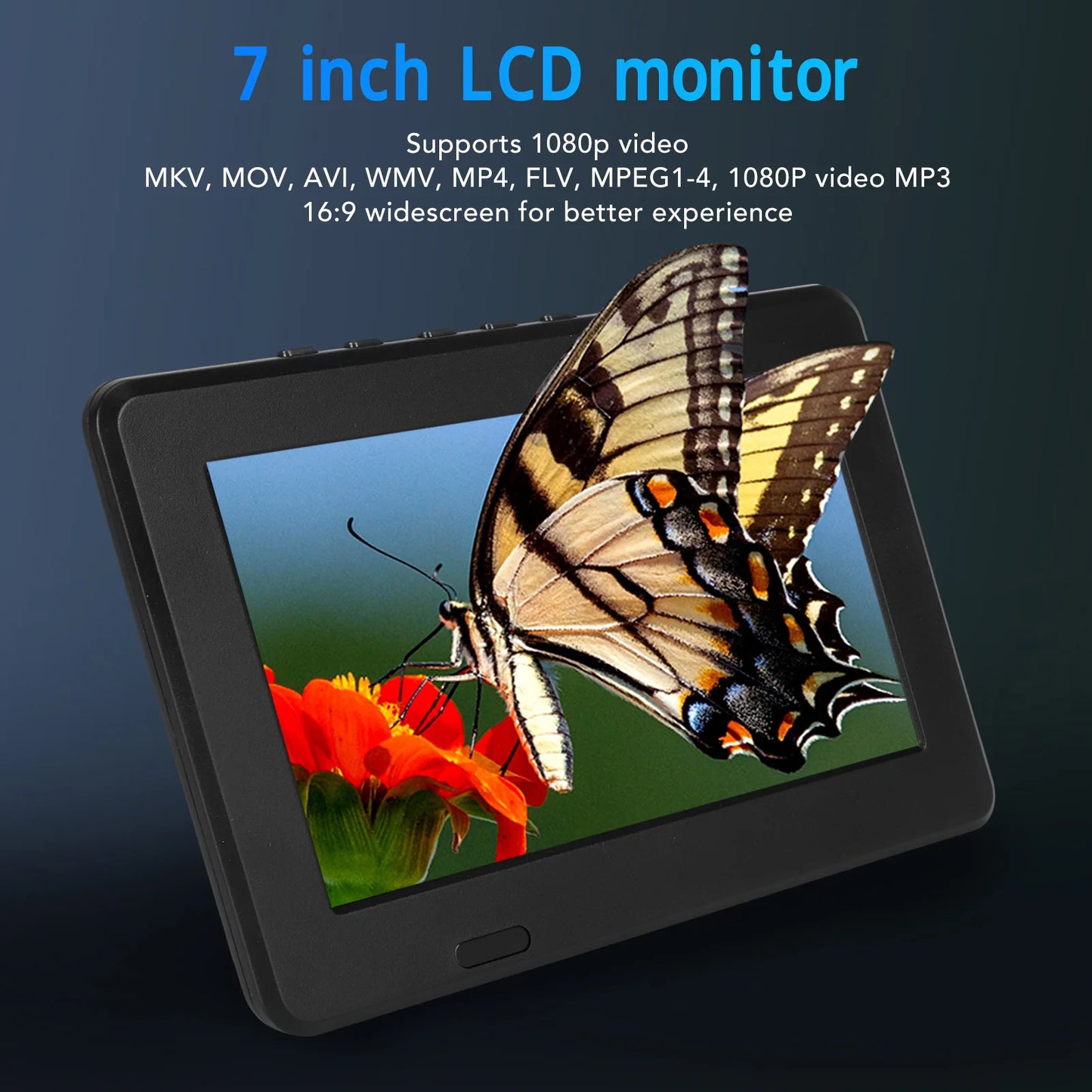 Portable LED Digital TV Portable Digital TV 7 Inch ATSC USB Storage Card TV Function Rechargeable 1080P LED Digital Television