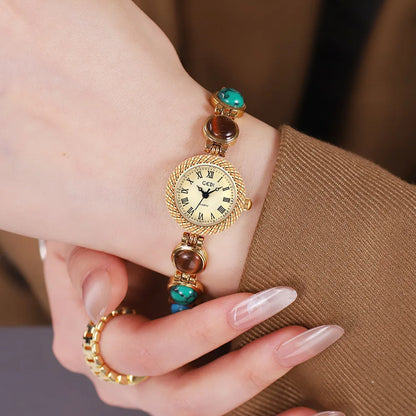 Women Bracelet Watch Ancient Luxury Premium Cat Eye Stone Colorful chain Watches Waterproof Ladies Fashion Quartz Wristwatch