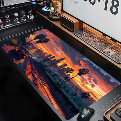 Game G-GTA-6 Mouse Pad Sunset Landscape Large Game Table Mats XXL Rubber Anti-slip HD Gaming Keyboard Mousepads Long Desk Mat