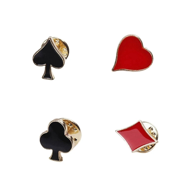 4 Pack Collar Pins Card Brooches Versatile Accessories Lapels Pin Suit Brooch Perfect Gift for Men and Women