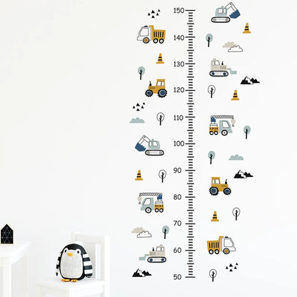 1PC Cartoon Car Height Measurement Wall Stickers for Waterproof Removable PVC Kids Room Kindergarten Home Decoration