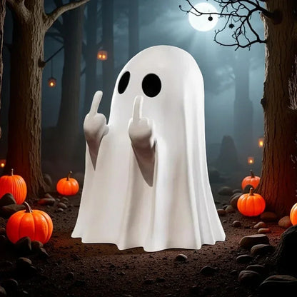 Halloween Middle Finger Ghost Statue Small Halloween Decor for Home Centerpiece for Coffee Table, Adorable Horror Figure