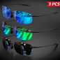 3PCS Ultra Light 11g TR90 Frameless Polarized Sunglasses - Flexible & Comfort Fit, Square Shape for Driving, Fishing, Outdoor