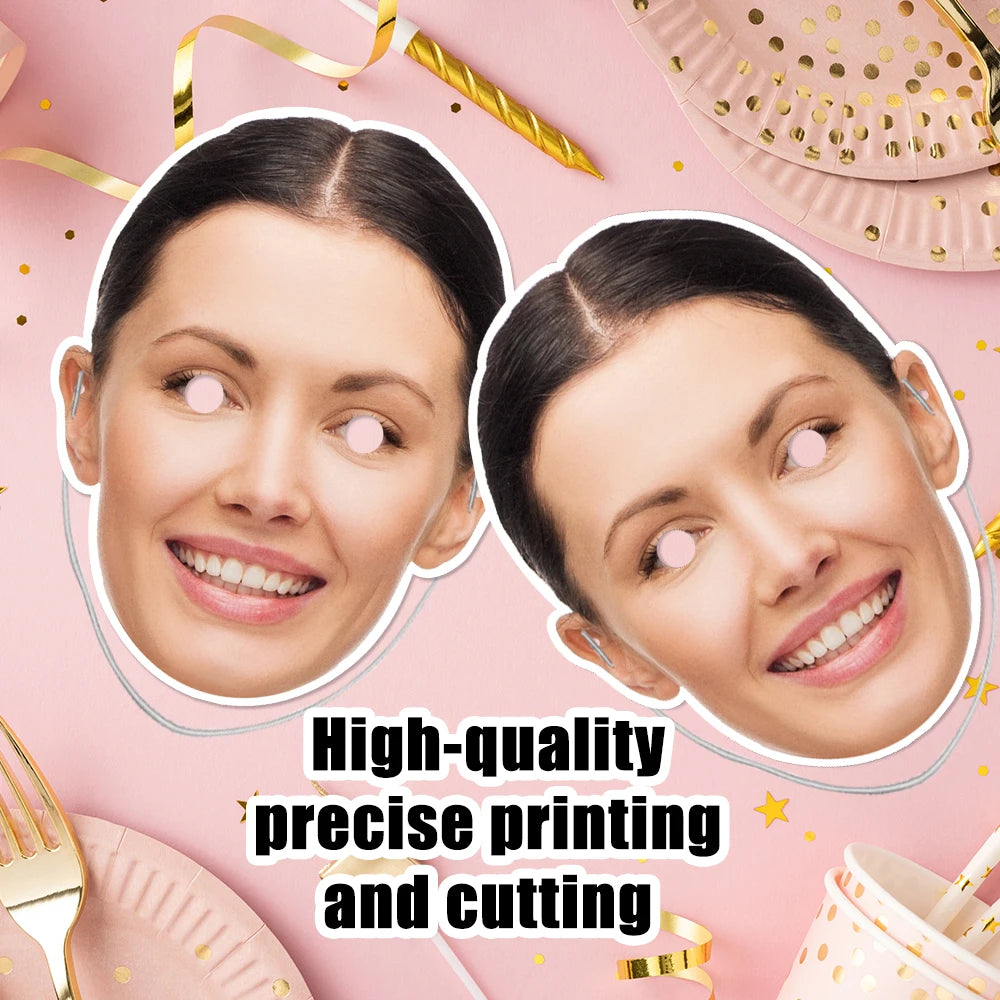 Custom Face Mask Personalised Photo Face Masks Selfie Photo Booth Props for Birthday Wedding Bachelorette Party Supplies