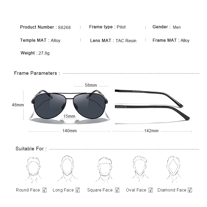 MERRYS DESIGN Classic Polarized Pilot Men Sunglasses For Driving Fashion Women Gradient Sunglasses UV400 S8268