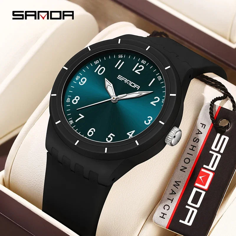 SANDA New Fashion Man Sports Watches Unisex Quartz Watch Simple Waterproof 50M Night Light Men Woman Student Gift Silicone Watch