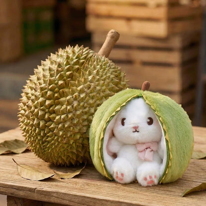 New Cute Fruit Bunny Plush Toy Creative Durian Pineapple Carrot Strawberry Turn Into Rabbit Soft Doll Birthday Christmas Gift
