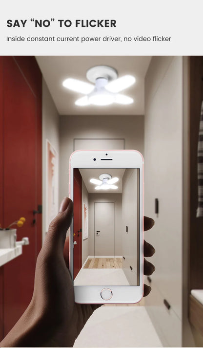 E27 Fan Shape Foldable  LED Bulb AC85-265V  Deformation for Home Ceiling Lights Warehouse and Garage White Light 6500K Bulb