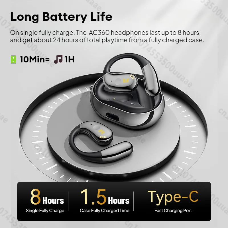 Słuchawki Monster Open Ear AC360 Air Conduction Bluetooth 5.4 Ture Wireless Earphones Stereo 360° OWS Bezprzewodowy Zestaw Słuchawkowy Sportowy