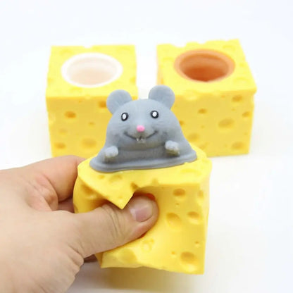 PVC Cheese Mouse Decompression toy Stress Relief Squeeze Anti Stress Toy Pop Up Funny Fidget Toys children