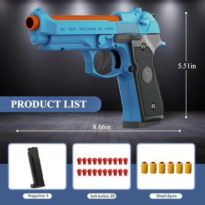 G17 Shell Throwing EVA Safety Soft Bullet Toy Gun with Blowback for Outdoor Continuous Firing Shooting Game Christmas Gift