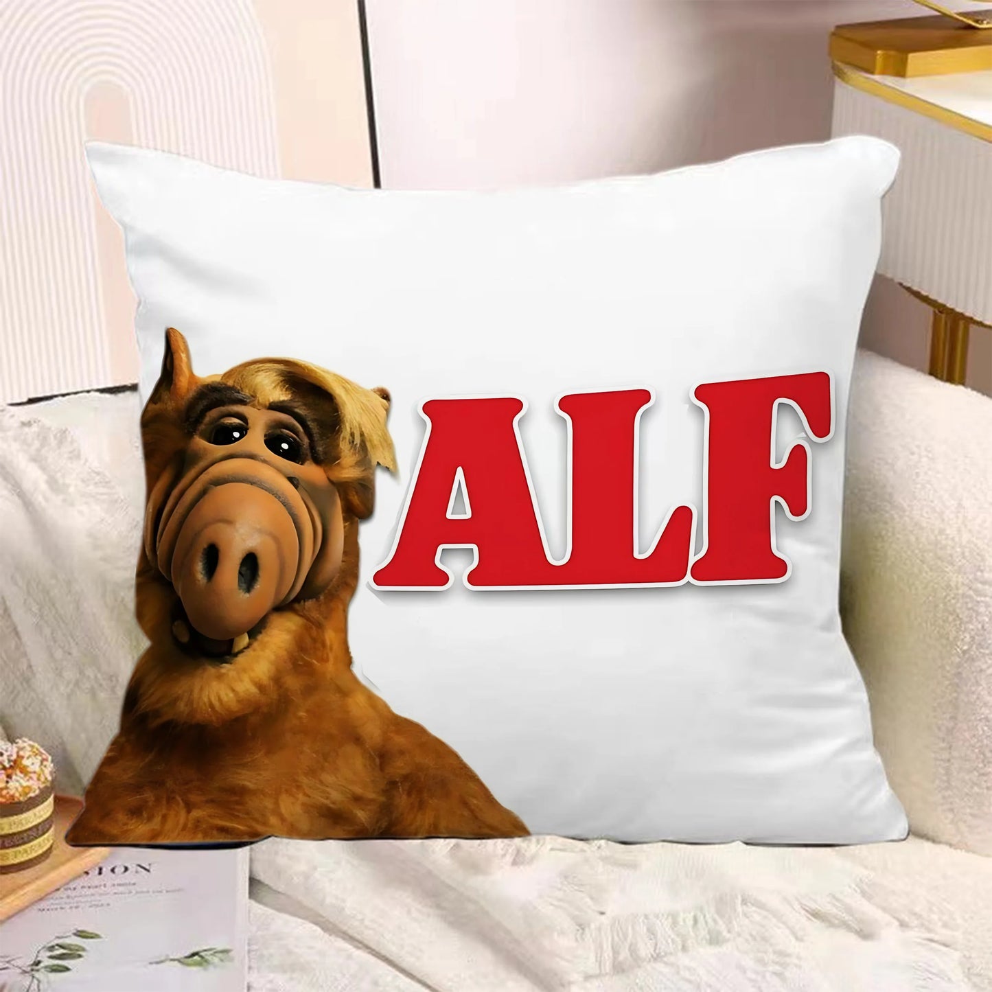 Classic TV Series A-Alf Pillow Covers Cartoon Sofa Decorative Home Double-sided Printing Short Plush Cute Cushion Cover