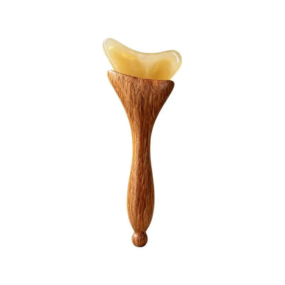 Natural Facial Beauty Massager Lotus Seedpod Brass Bead Rosewood Gua Sha Tool Non-Irritating for Gentle Face Lifting Massage
