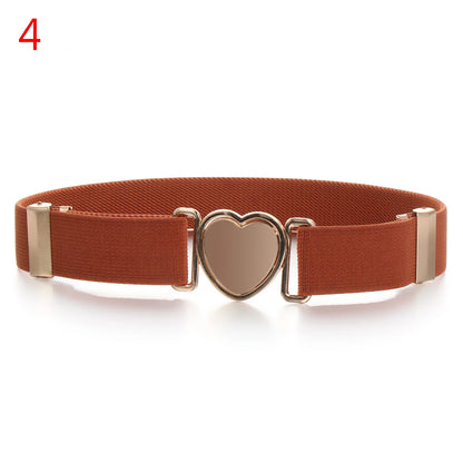 2022 Children Stretch Belts Girls Multicolor Adjustable Elastic Waist Belts with Heart Shape Buckle Waistband Accessories