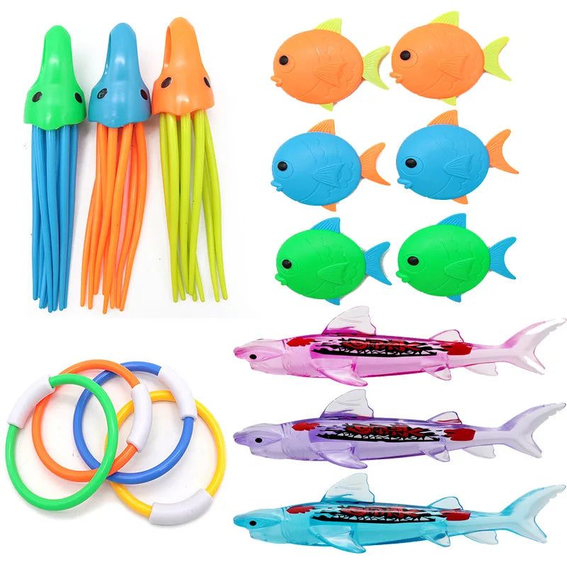 Swimming Diving Toys Set for Kids Children's Pool Treasure Hunt Games Diving Torpedo Water Ring Diamond Water Suit Toys Gift