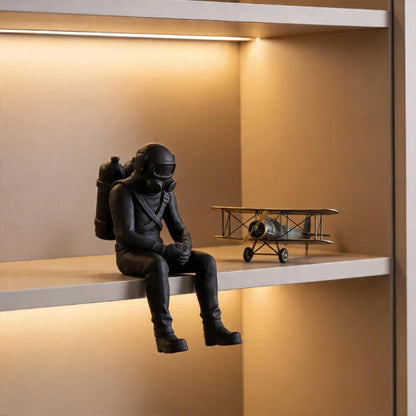Nautical Deep Sea Diver Figurine Seated Scuba 3D Printed Diver Home Desk Statue Handicraft Ornament Ocean Theme Home Decor Gifts