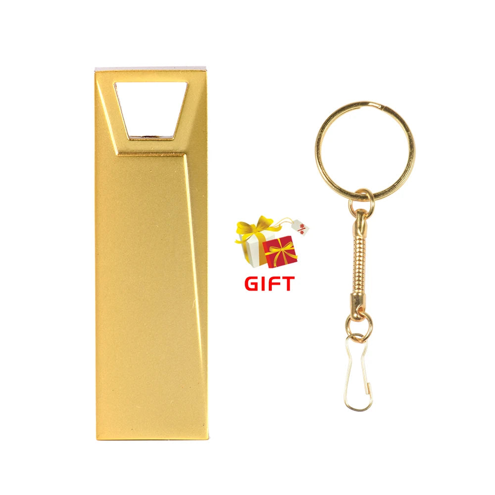 JASTER Metal USB Flash Drive 128GB Business Gift Memory Stick 64GB Free Key Chain Pen Drive 32GB Silver Flash Disk 16GB 8GB 4GB
