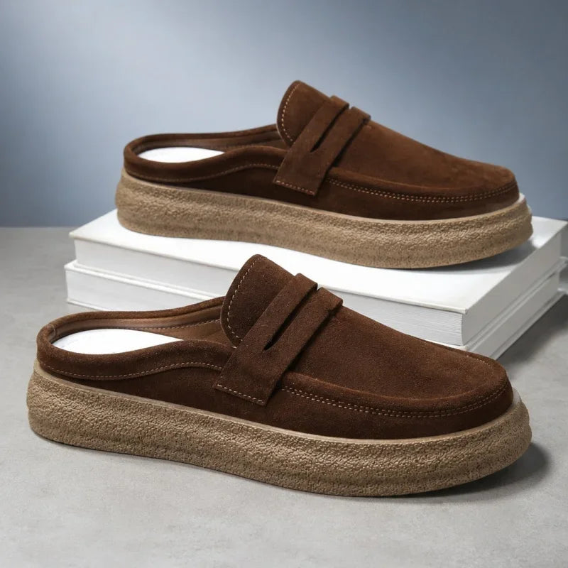 Summer Half Shoes Man Lazy Shoes Comfortable Soft Loafers For Men Moccasins Slip-on Mules Men's Casual Shoes Platform Slippers
