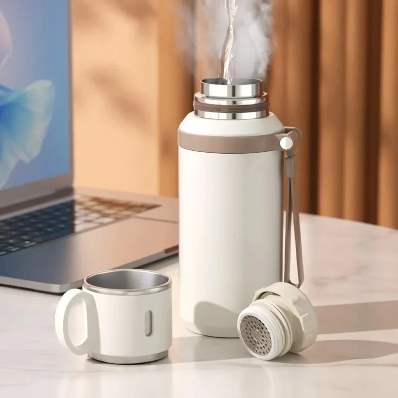 Portable Handheld Thermos Cup 600ml 24H Insulation Stainless Steel Bottle for Outdoor Sports