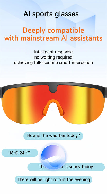 4K Polarized AI Smart Cycling Glasses Men 800W Camera Video Recording Translation Sunglasses Bluetooth Call Music Sports Glasses