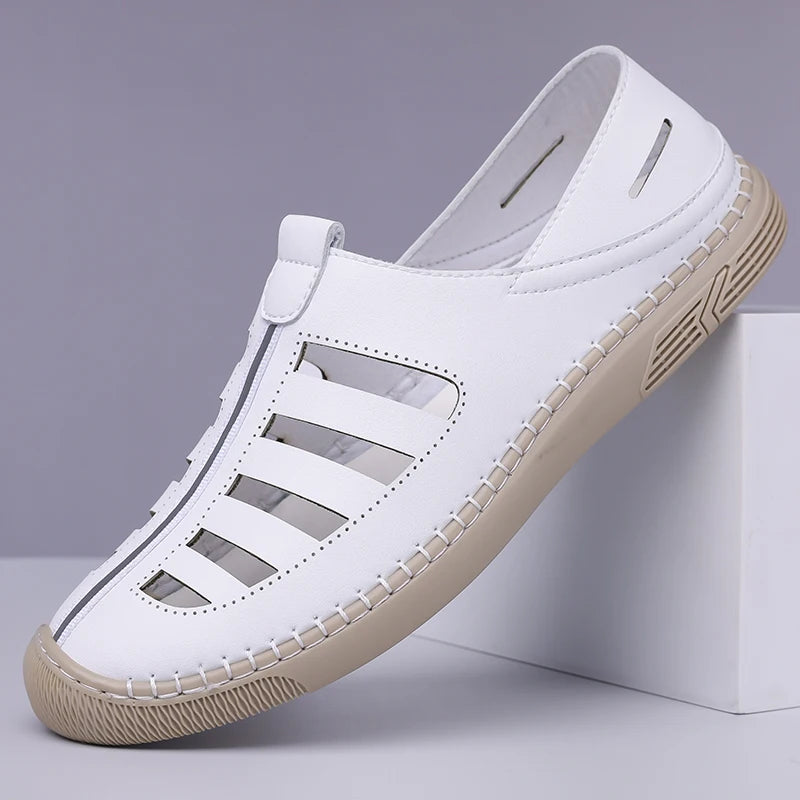 Men's Hollow Out Loafers, Summer Comfort Soft Sole Slip-On Casual Shoes, Anti-Slip Breathable Clog Sandals-HT619
