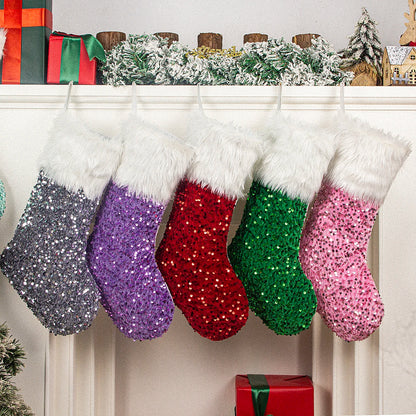 Christmas stocking festival decorations sequins 26-letter Christmas tree ornaments gift bag socks hotel party supplies