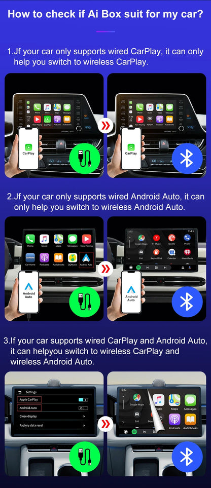 2 in 1 CarPlay Wireless Adapter Android Auto To USB car play Wireless Intelligent Systems Wireless Adapter Mini AI Box for Car