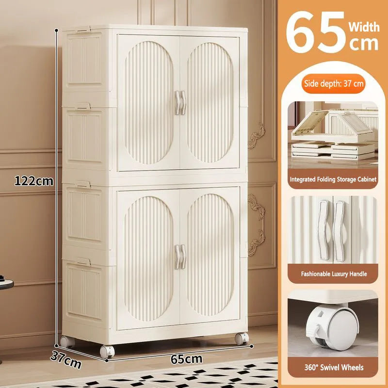 Foldable Baby Closet Plastic Infant Wardrobe Children's Clothing Storage Cabinet for Home Bedroom No Installation Needed