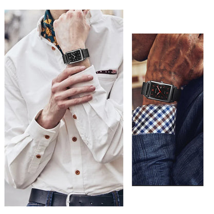 Men's Calendar Date Sport & Leisure Leather Clock 2023 Luxury Business Golden Stainless Steel Mesh Band Quartz Man Watches