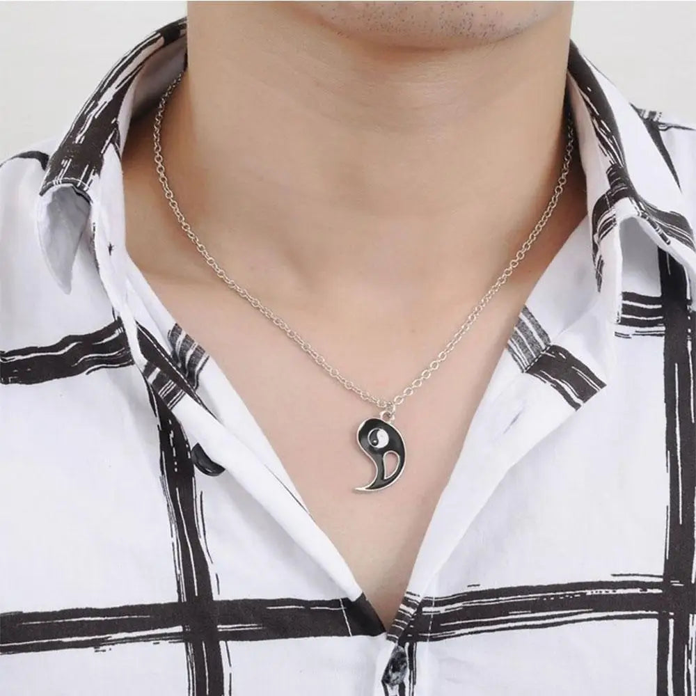 Couple Bracelets Rings Yin Yang Tai Chi Alloy Pendant Adjustable Braid Chain Necklace Matching Lover Bracelet Necklace Earring