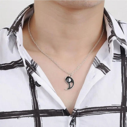 Couple Bracelets Rings Yin Yang Tai Chi Alloy Pendant Adjustable Braid Chain Necklace Matching Lover Bracelet Necklace Earring