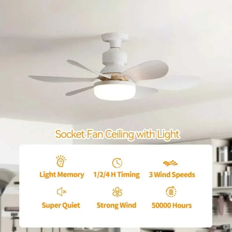 LED 30W Ceiling Fan Light E27 with Remote Control for Dimming Suitable for Living Room Study Household Use 85-265V