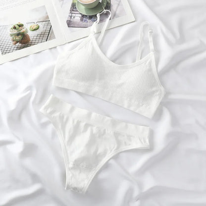 Women Push-Up Bra And Panties Set Wire Free Seamless Bra Sexy Lingerie High Waist Thongs Sports Brassiere Female Underwear Set